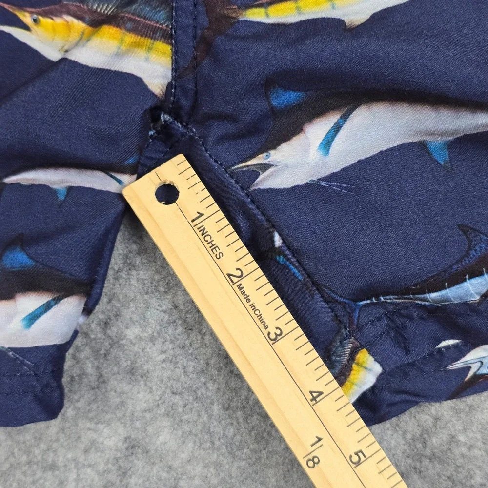 Spicy Tuna Swim‎ Trunks Men 2XL Navy Blue Marlin Print Elastic Waist Beachwear